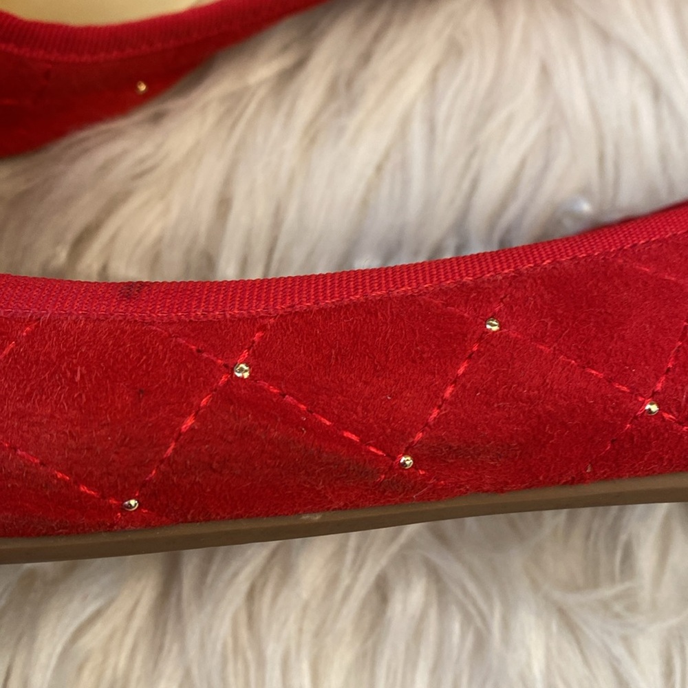 Talbots Penelope Quilted Ballet Flats - Studded Kid Suede - Red, Size 6.5M - Picture 17 of 17